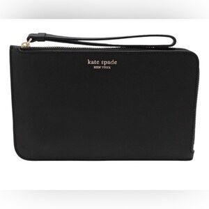 Kate Spade Cameron Wristlet Wallet Black Clutch with Gold Accents